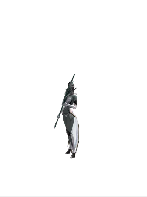 Tiphon's Spear on a female Dark Elf, front view