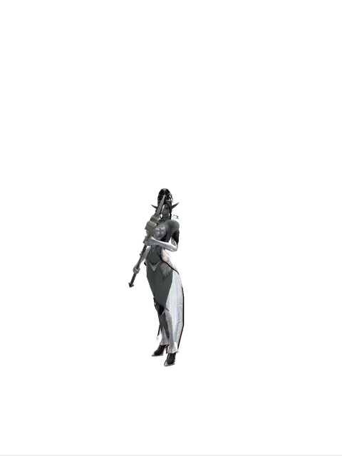 War Hammer on a female Dark Elf, front view
