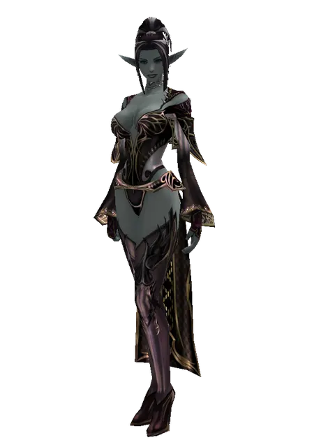 Apella Set - Robe on a female Dark Elf, front view