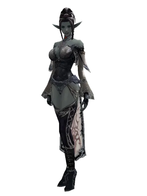 Avadon Robe Set on a female Dark Elf, front view