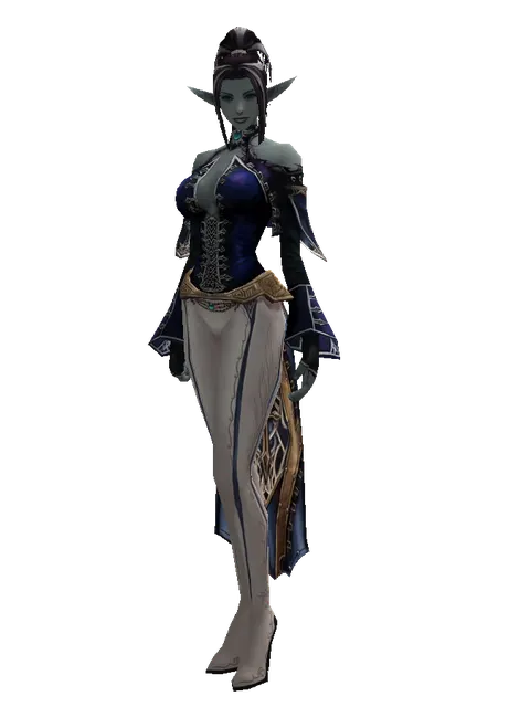 Blue Wolf Set - Robe on a female Dark Elf, front view
