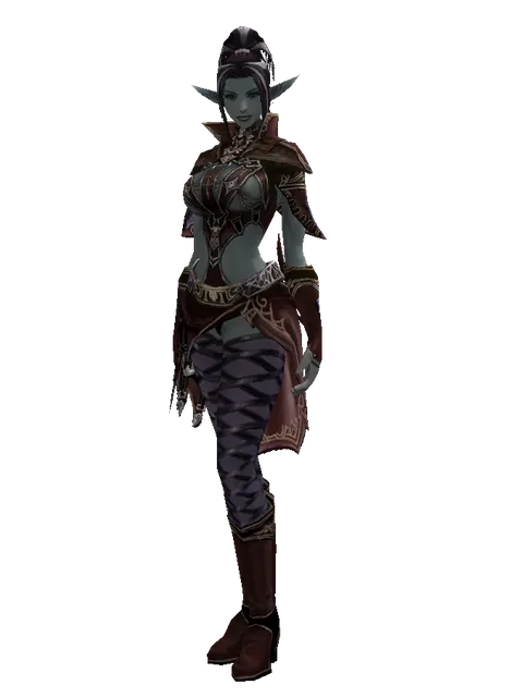 Set of Doom on a female Dark Elf, front view