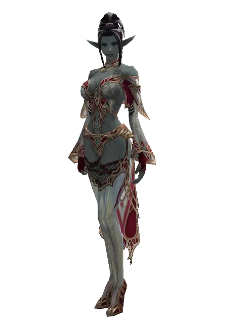 Dynasty Set - Robe on a female Dark Elf, front view