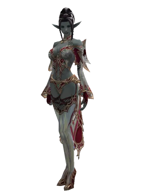 Dynasty Set - Robe on a female Dark Elf, front view