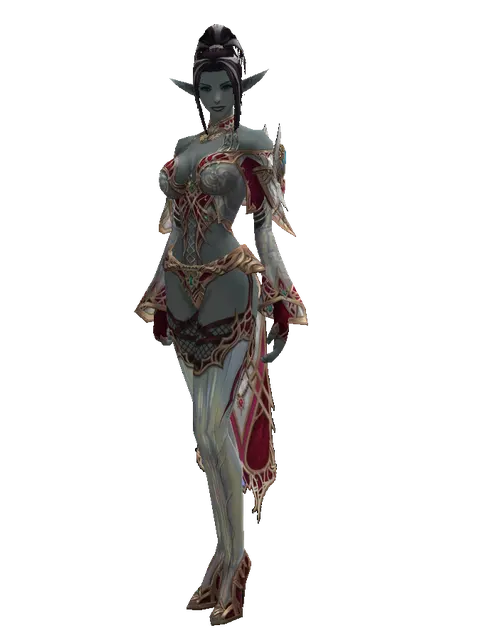 Dynasty Silver Satin [Enchanter] (robe) on a female Dark Elf, front view