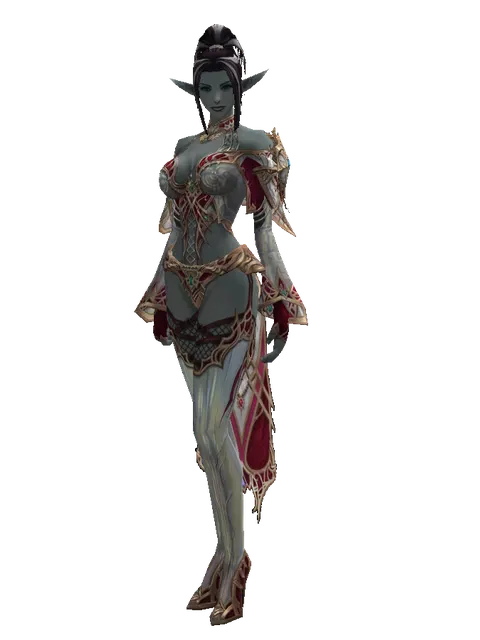 Dynasty Silver Satin [Summoner] (robe) on a female Dark Elf, front view