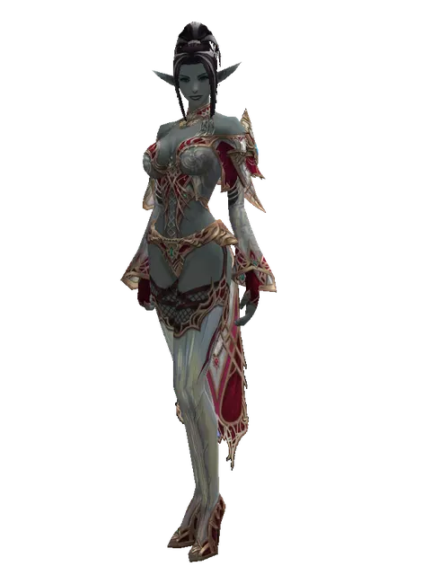 Dynasty Silver Satin [Wizard] (robe) on a female Dark Elf, front view