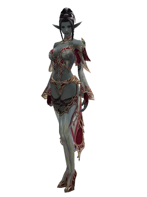 Dynasty Set - Robe on a female Dark Elf, front view