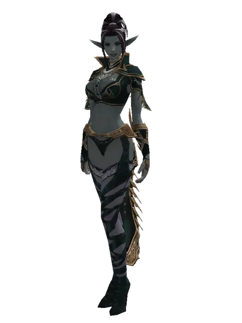 Karmian Set on a female Dark Elf, front view
