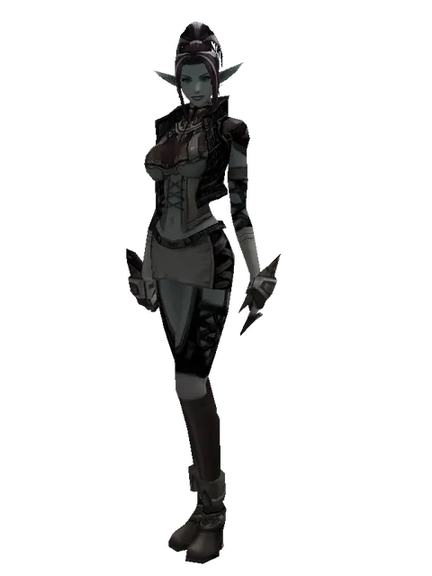 Set of Knowledge on a female Dark Elf, front view