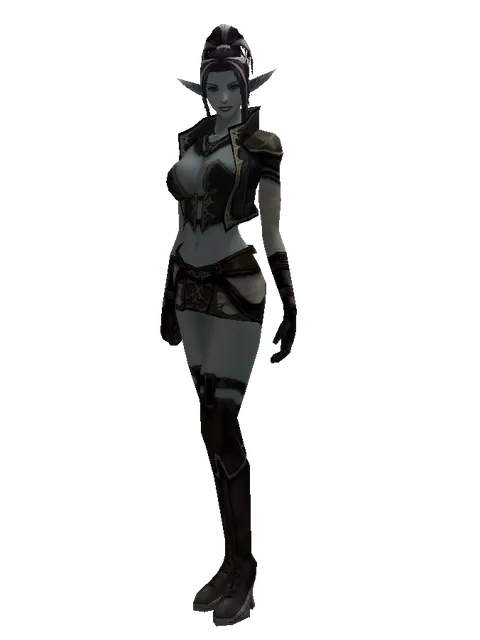 Leather (robe) on a female Dark Elf, front view