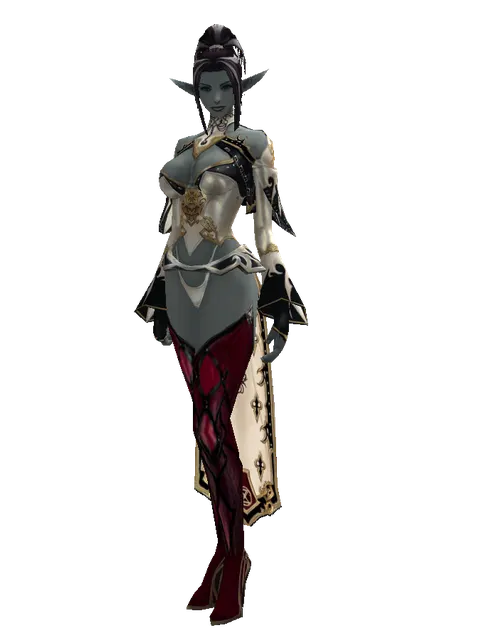 Majestic Robe Set on a female Dark Elf, front view