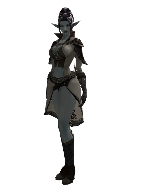 Seal (robe) on a female Dark Elf, front view