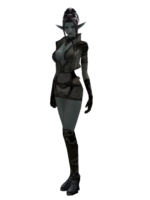 White (robe) on a female Dark Elf, front view
