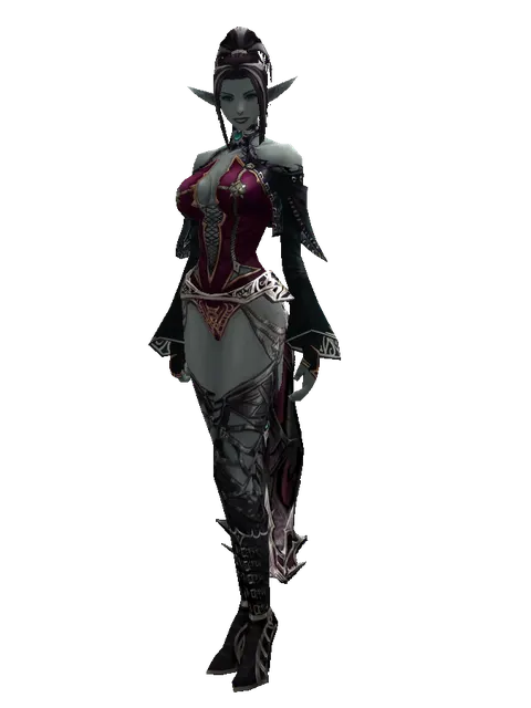 Set of Zubei on a female Dark Elf, front view