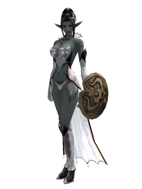Bone Shield on a female Dark Elf, front view