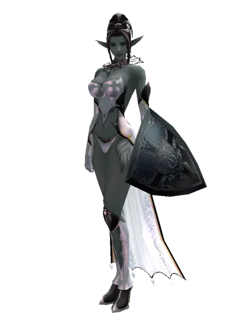 Kite Shield on a female Dark Elf, front view