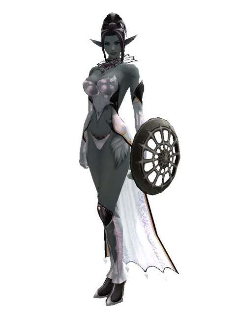 Skeleton Buckler on a female Dark Elf, front view