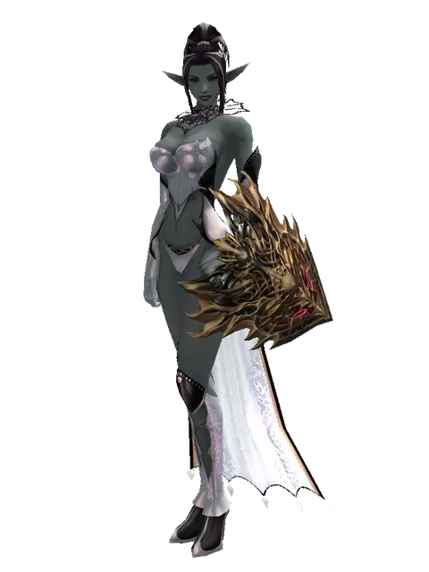 Vesper Shield on a female Dark Elf, front view
