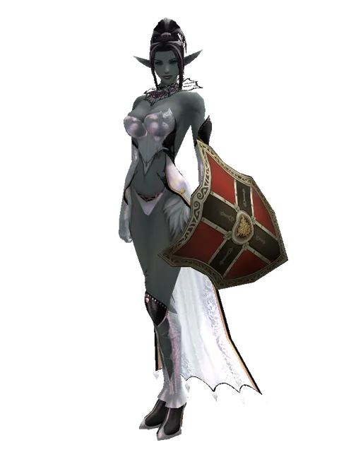 Zubei Shield on a female Dark Elf, front view
