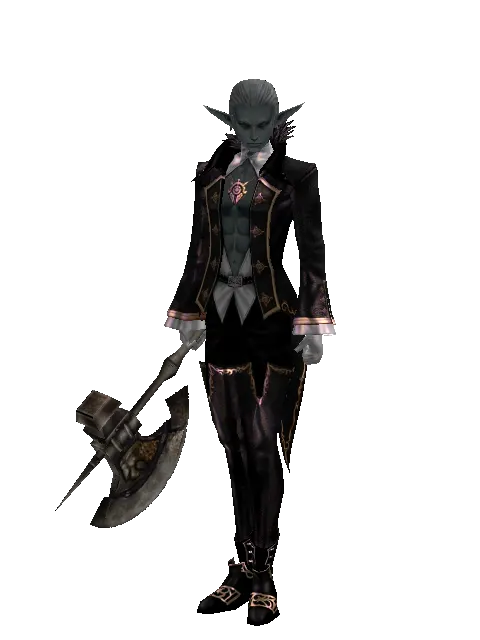 Battle Axe on a male Dark Elf, front view