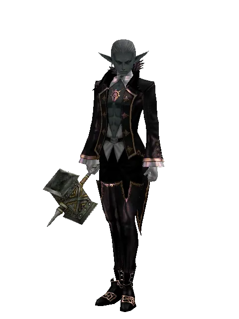 Big Hammer on a male Dark Elf, front view