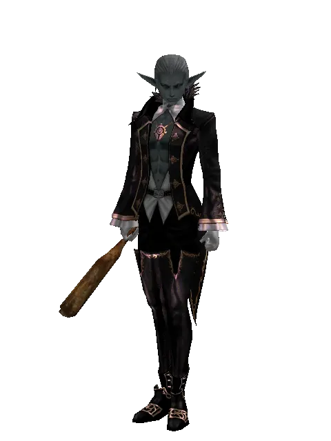 Club on a male Dark Elf, front view