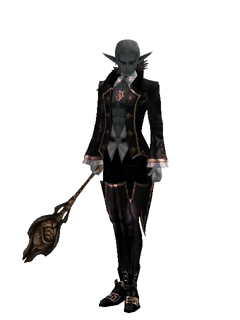Club of Nature on a male Dark Elf, front view