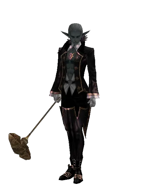 Doom Hammer on a male Dark Elf, front view