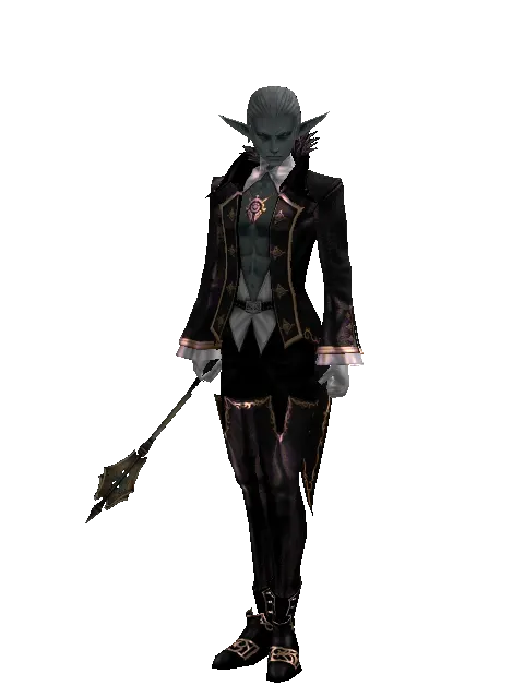 Dwarven Mace on a male Dark Elf, front view