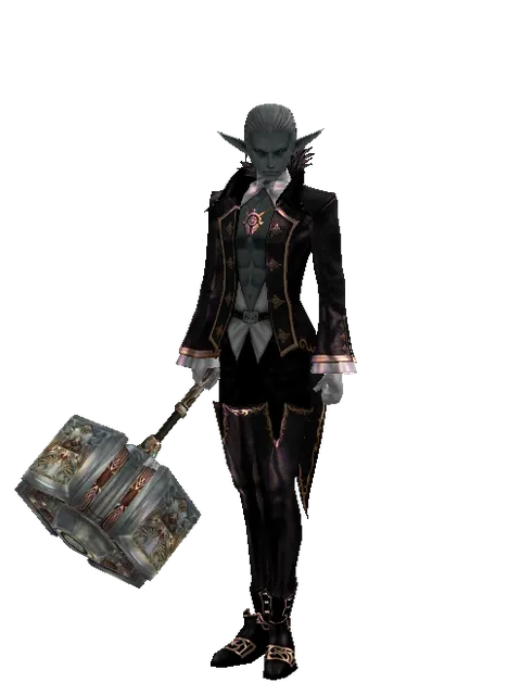 Dynasty Cudgel on a male Dark Elf, front view