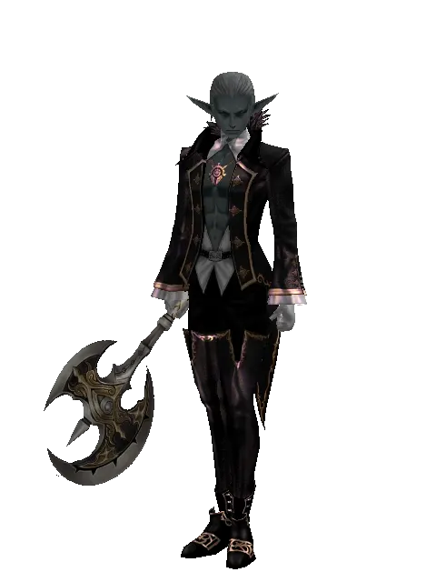Ecliptic Axe on a male Dark Elf, front view