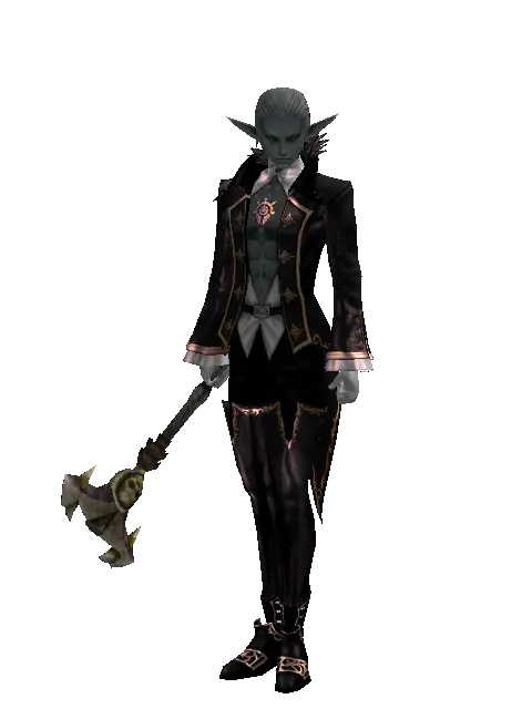 Elrokian Trap on a male Dark Elf, front view