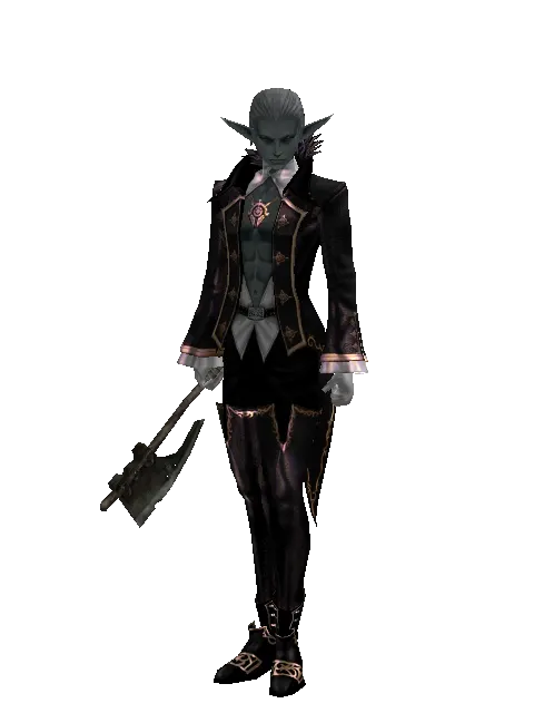 Hand Axe on a male Dark Elf, front view