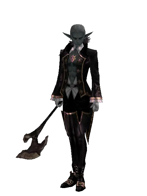 Heavy Bone Club on a male Dark Elf, front view