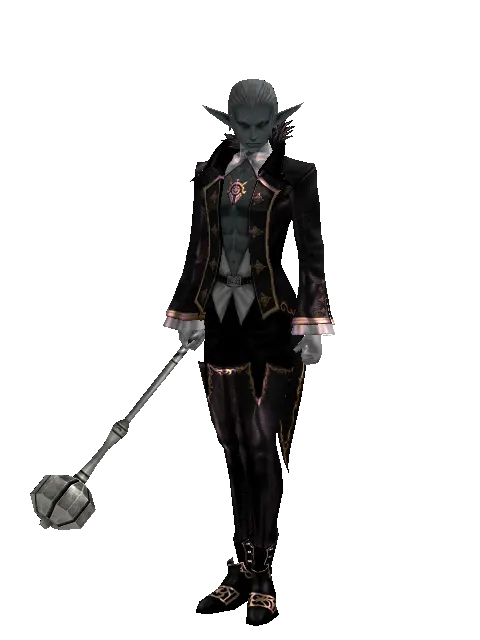 Heavy Mace on a male Dark Elf, front view
