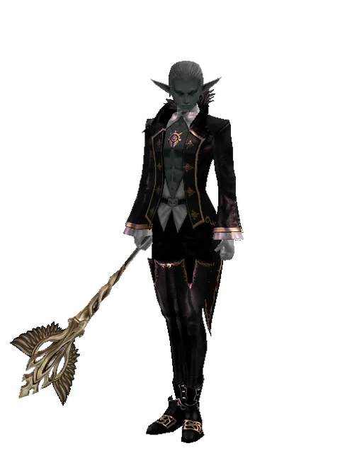 Infinity Rod on a male Dark Elf, front view