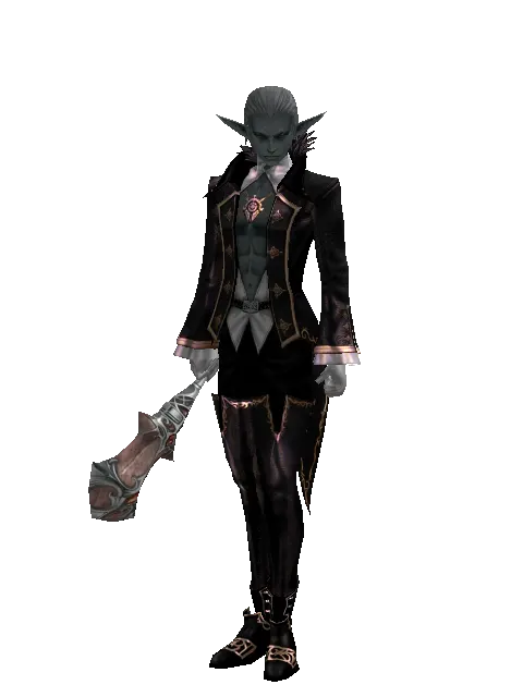 Kaim Vanul's Bones on a male Dark Elf, front view