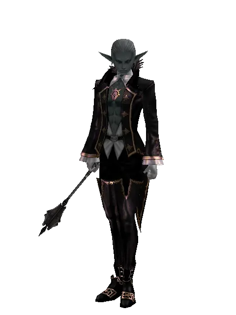 Mace on a male Dark Elf, front view