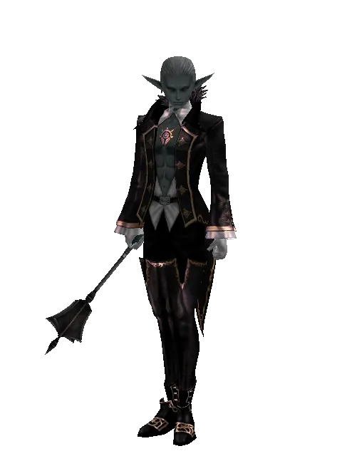Mace of Judgment on a male Dark Elf, front view
