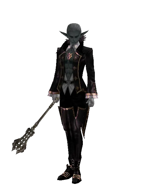 Mace of Miracle on a male Dark Elf, front view