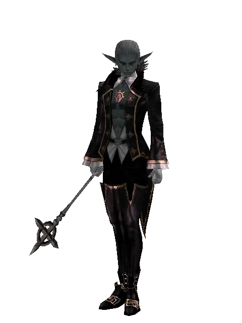 Mace of Prayer on a male Dark Elf, front view