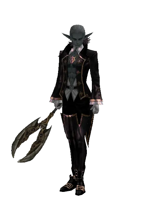 Mace of the Underworld on a male Dark Elf, front view