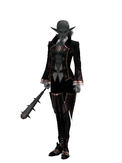 Spiked Club on a male Dark Elf, front view