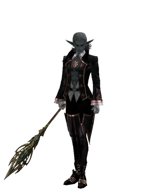 Staff of Life on a male Dark Elf, front view