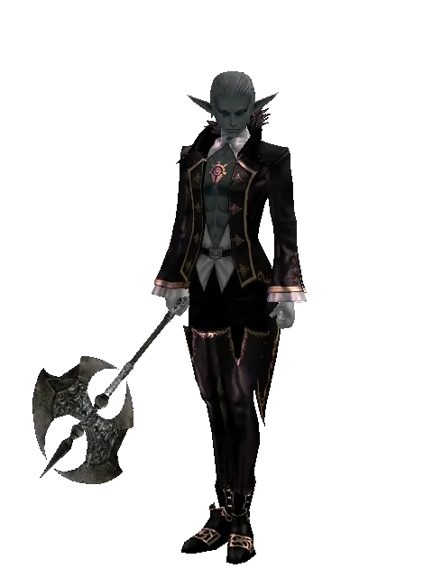 Tarbar on a male Dark Elf, front view