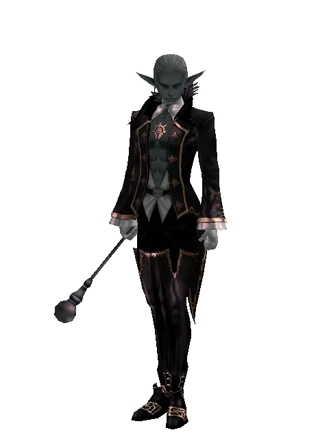 Wand of Adept on a male Dark Elf, front view