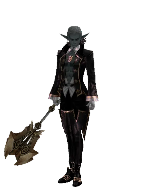 Yaksa Mace on a male Dark Elf, front view
