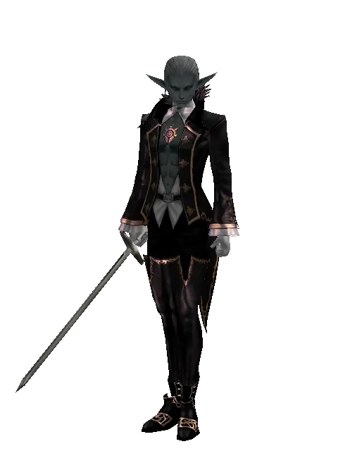 Bastard Sword on a male Dark Elf, front view