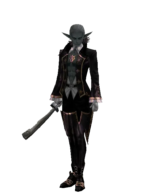 Butcher's Sword on a male Dark Elf, front view